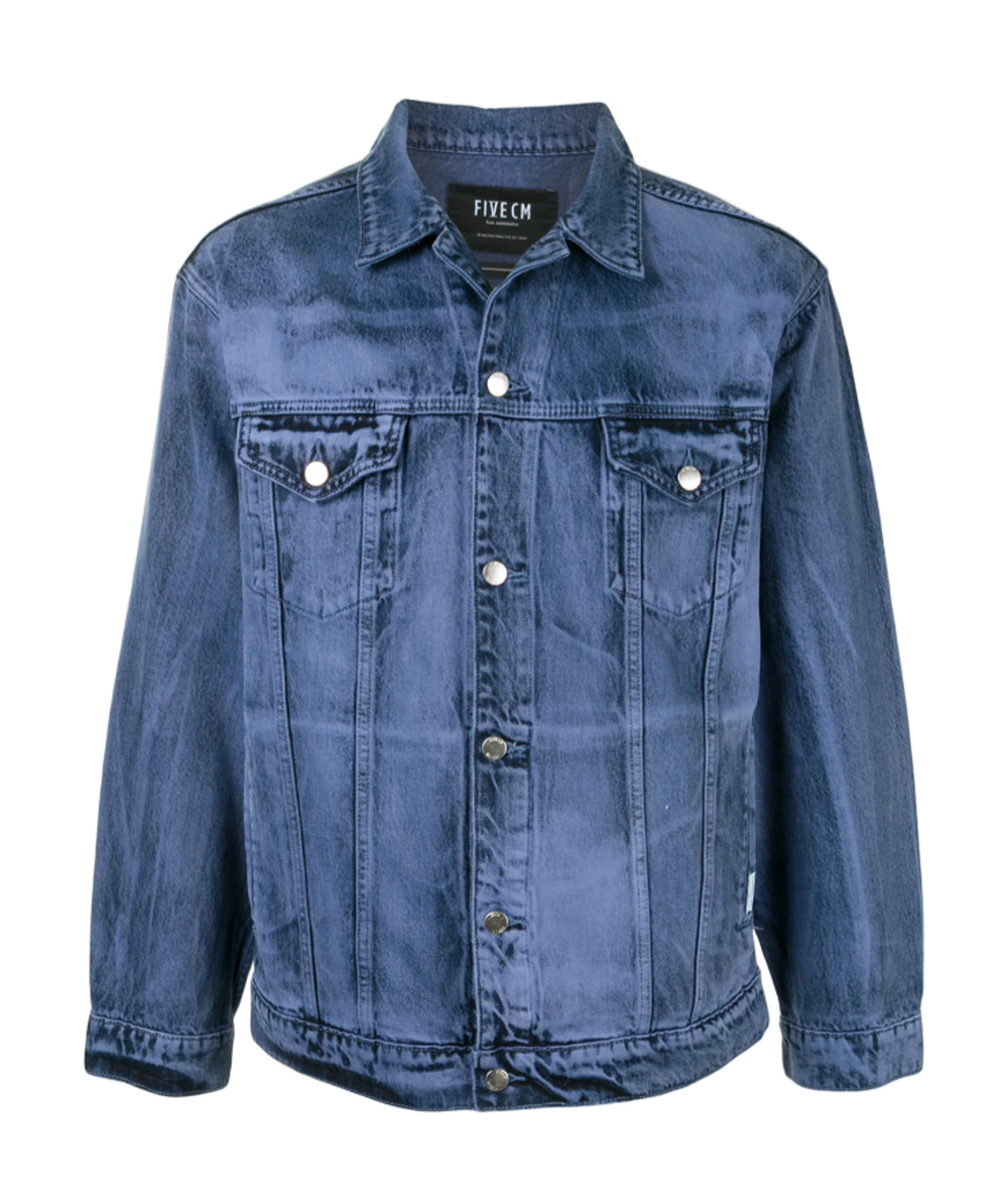 FIVE CM Faded Blue Denim Jacket Men M Snap Button